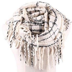 New Plaid Infinity Tassel Scarf